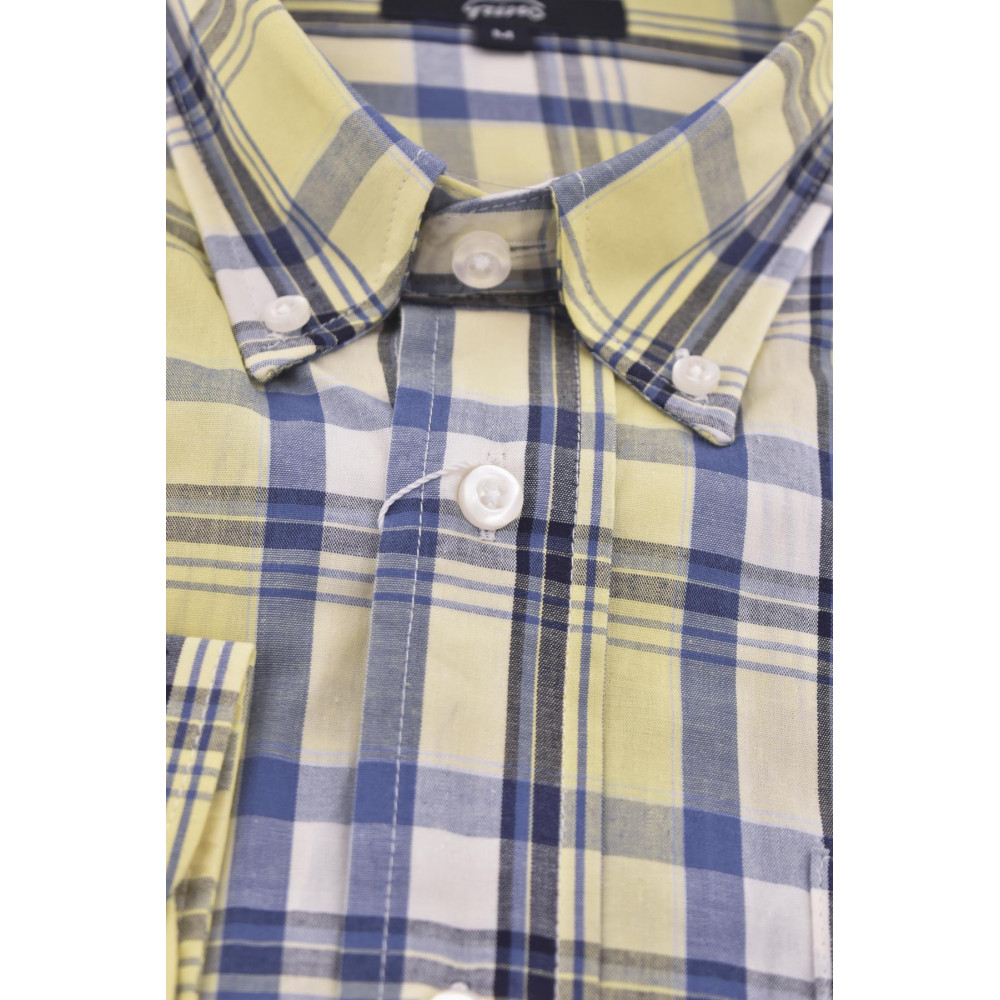 Classic Button Down Men's Shirt Scottish Check Poplin - Grino