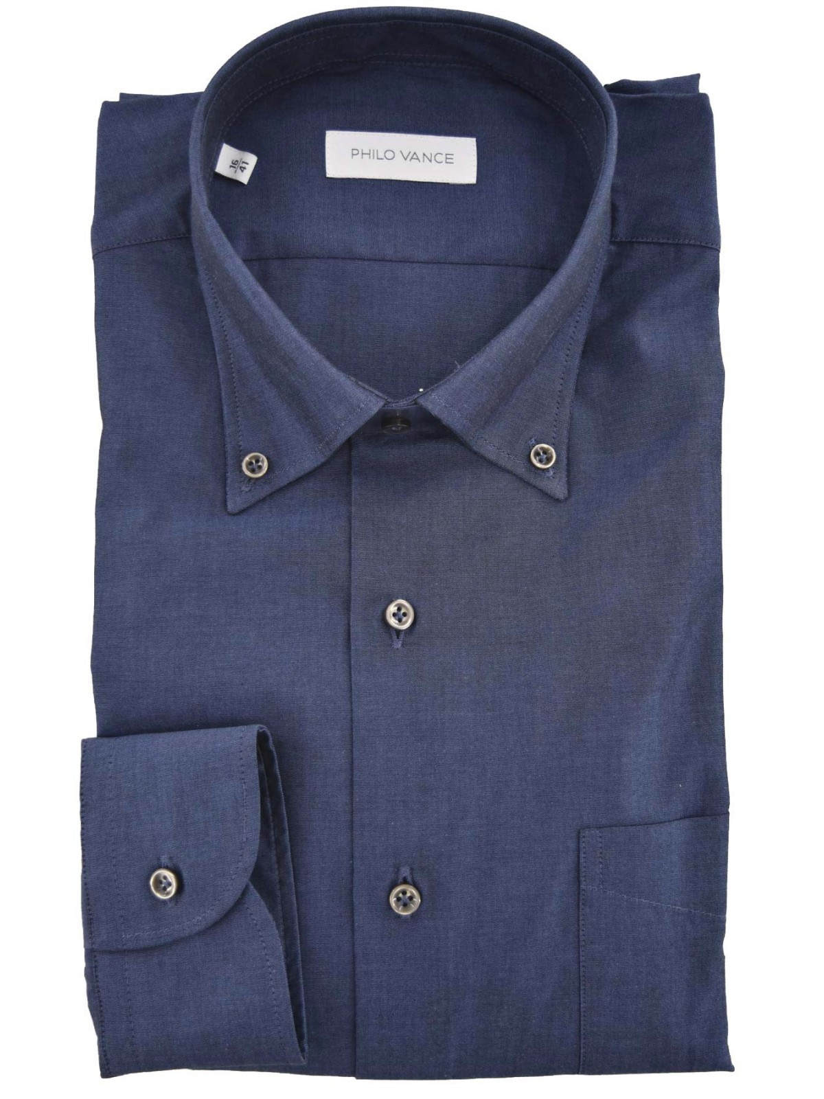 Camisa de hombre con botones popelina Filafil - Philo Vance - Cornflower