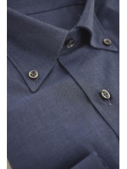Button Down Men's Shirt Poplin Filafil - Philo Vance - Cornflower