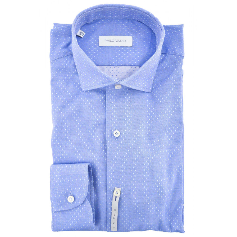 Heren Overhemd Spread Collar Slimfit Small Polka Dots - Philo Vance - Metz Slim