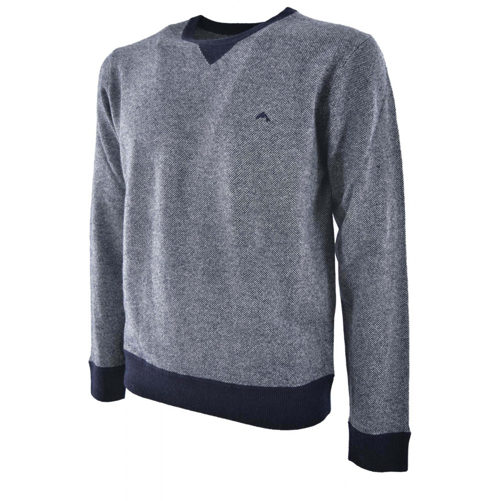 Men's Round Neck Sweater Mixed Cashmere Pin Point Design