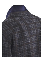 Men's Deconstructed Slimfit Jacket Wool Cloth Checks Blue Red