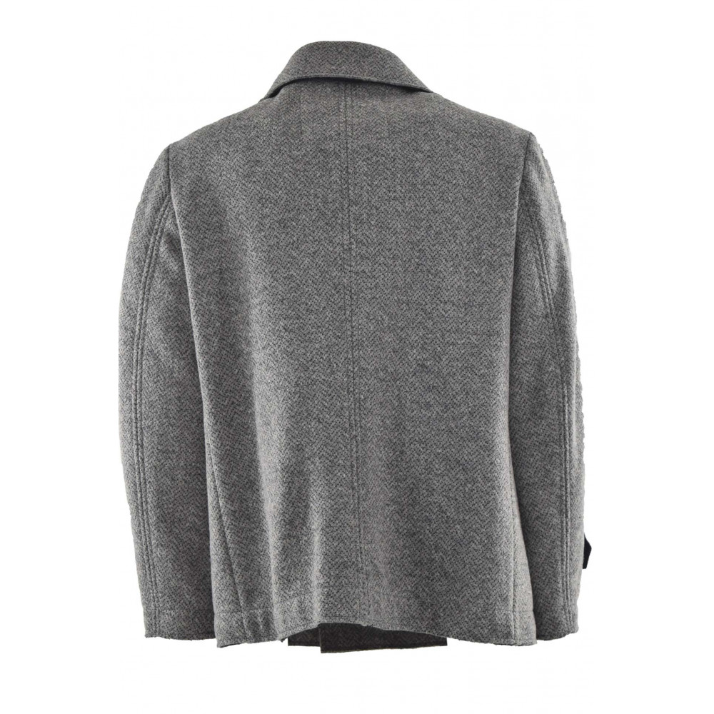 Double-Breasted Man Jacket in Gray Wool Cloth