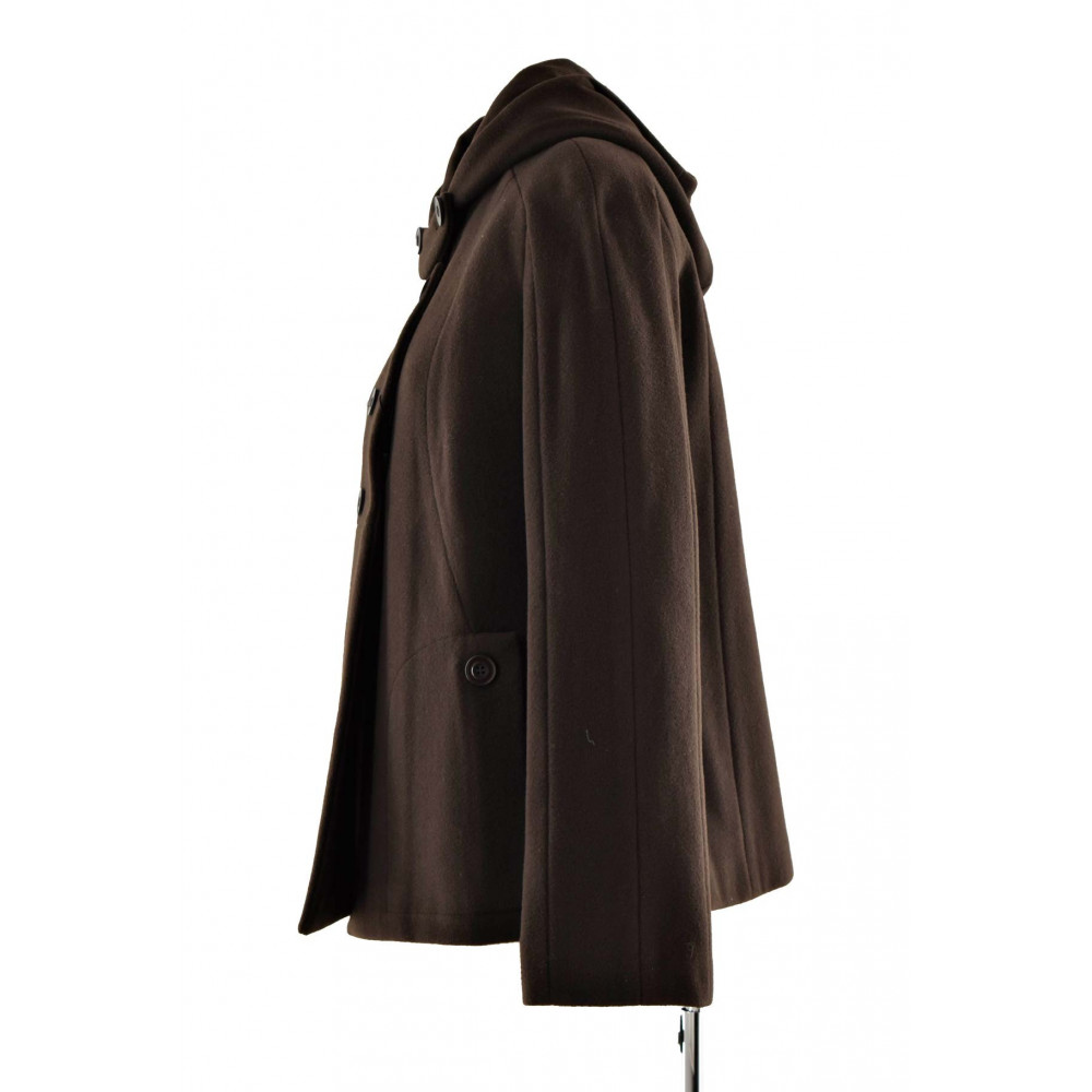 Coat Woman Woolen Cloth Cashmere Brown hooded