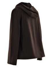 Abrigo Mujer Paño de Lana de Cachemira de color Marrón con capucha