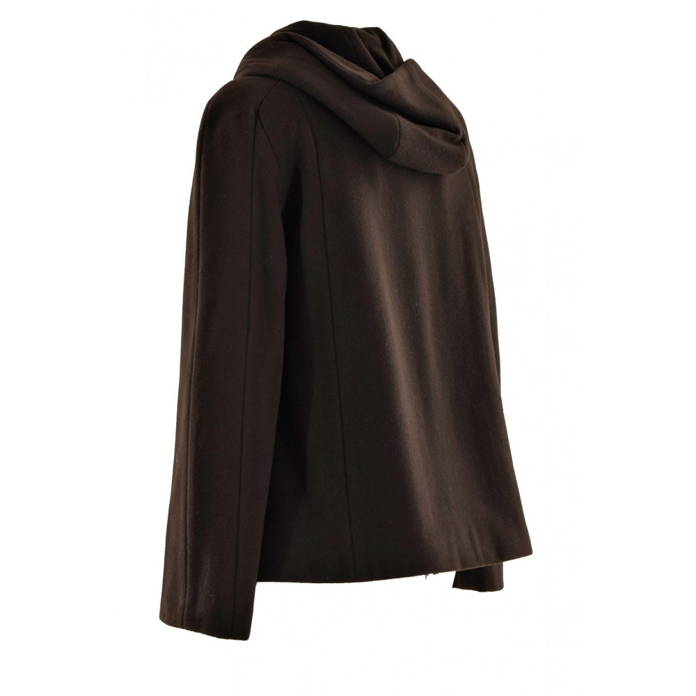 Coat Woman Woolen Cloth Cashmere Brown hooded