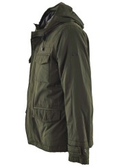Eco Down Jacket Man Shorts mit Kapuze und Fronttaschen