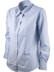 Femmes chemise Classique Entrelacement Bleu sur Blanc en Popeline de Coton - fit vissé