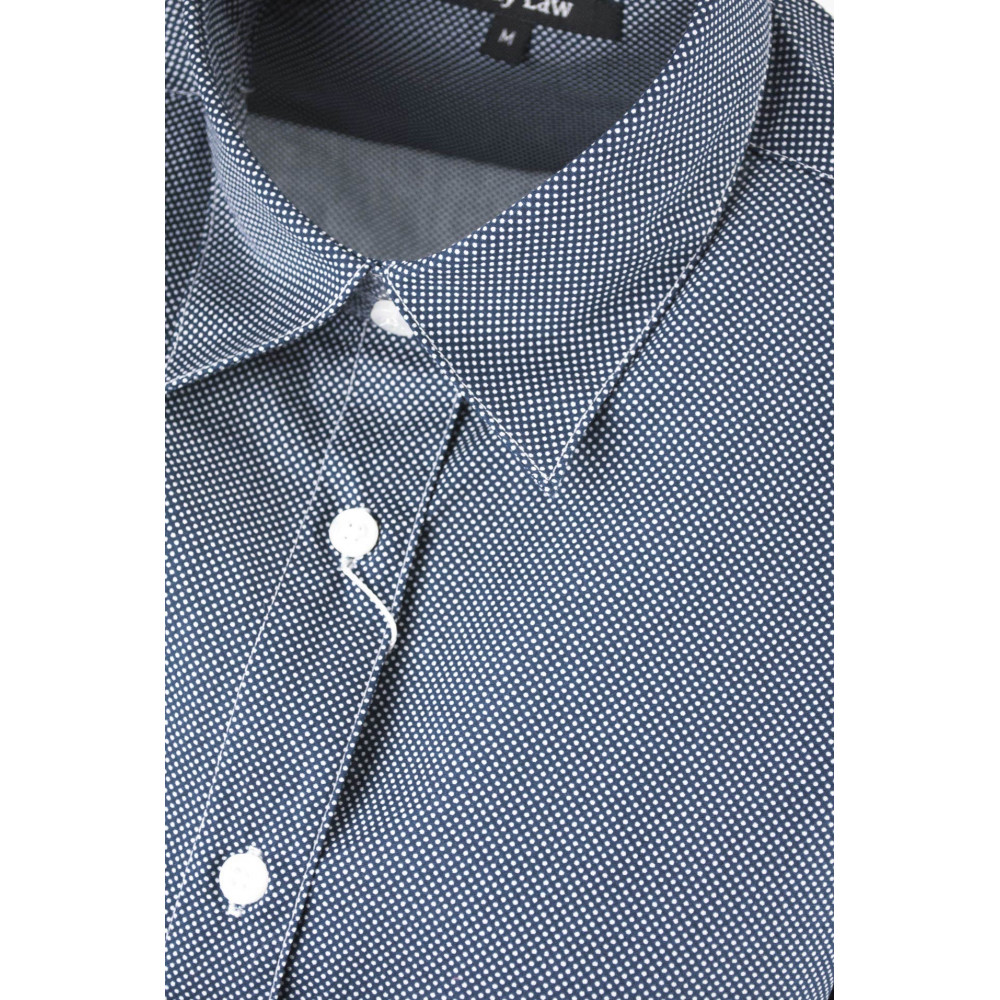 Camicia Donna Classica Pois Blu su Bianco Cotone Popeline