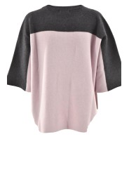 Oversize-Pullover für Damen mit kurzen Ärmeln Zweifarbige Kaschmirwolle