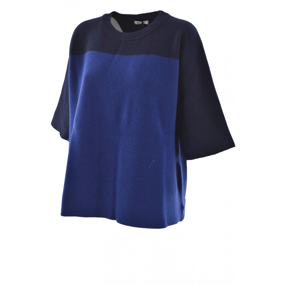 Sweater Women's Oversized short Sleeves two-tone Wool cashmere