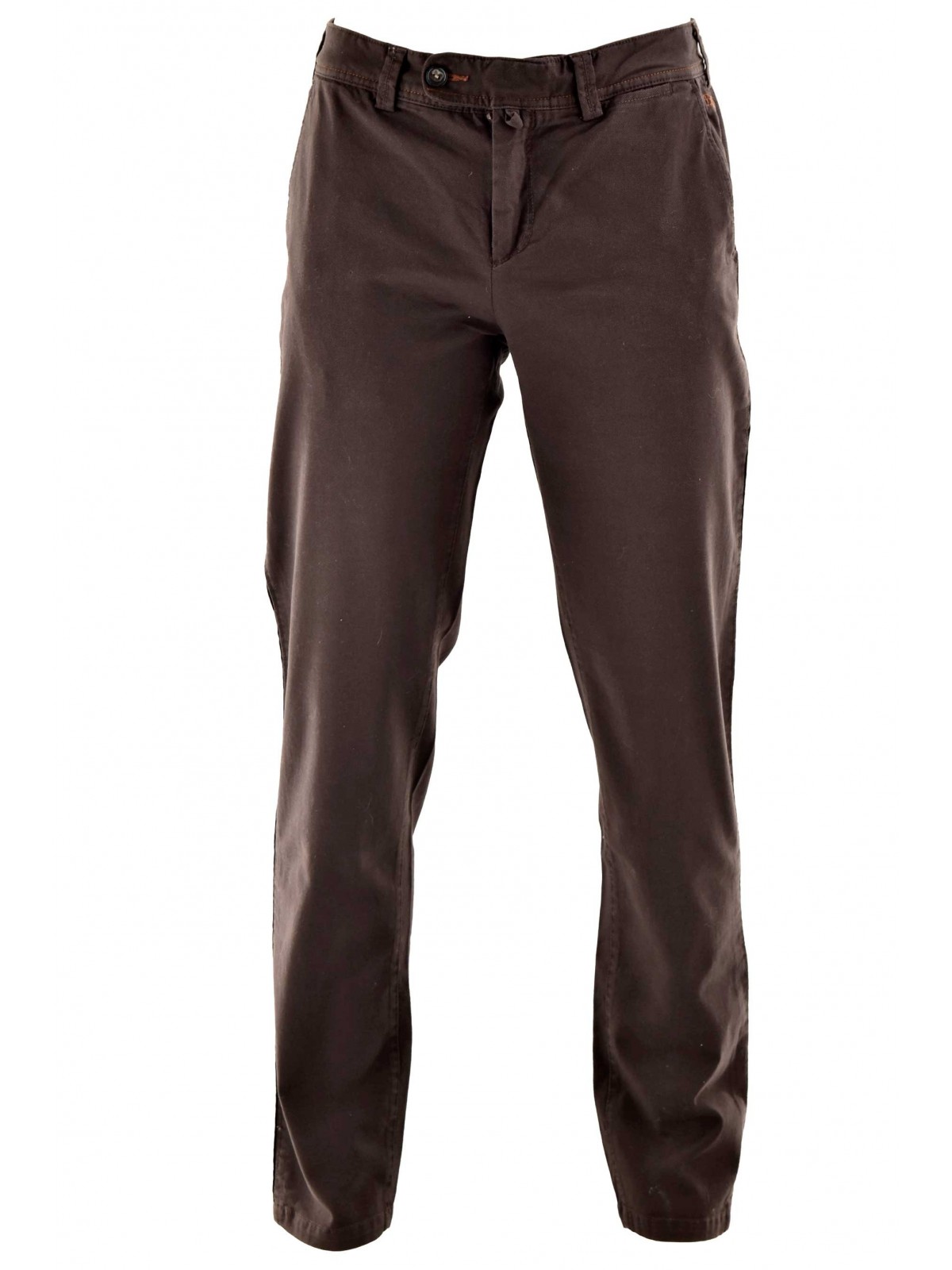 Chino Trousers Man Cotton Brown Casual Side Pockets