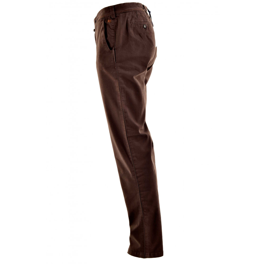 Chino Pantalones De Hombre De Algodón De Color Marrón Casual Bolsillos Laterales