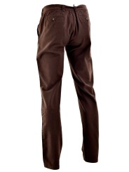 Pantaloni Chino Uomo Cotone Marrone Casual Tasche Laterali