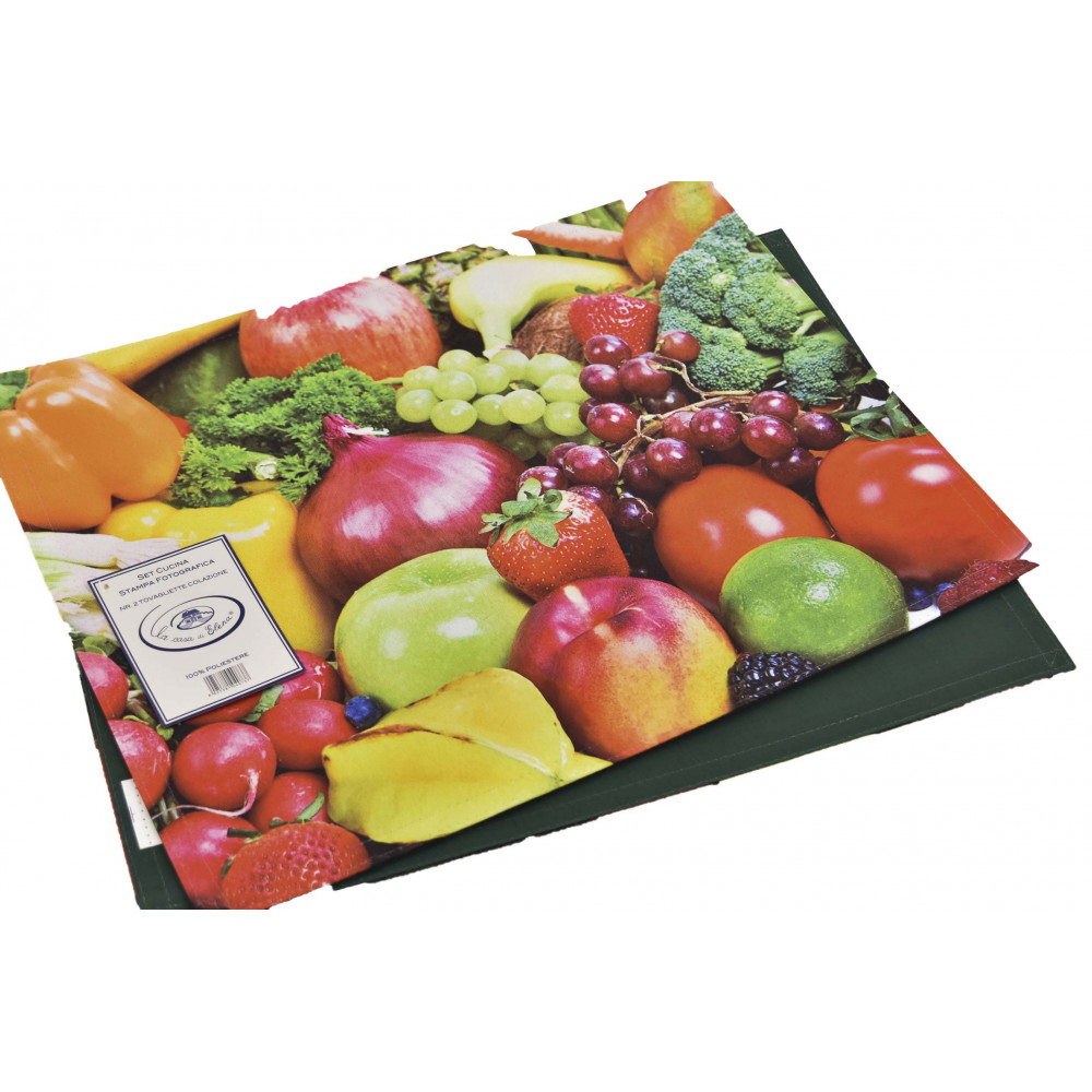 2 sets de table américains anti-tache napperon de pain de vin de fruits légumes imperméable