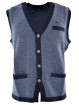Men's Open V-Neck Knitted Vest Cashmere Mixed Pin Point Design