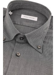 Camicia Uomo Classica grigio scuro Armaturato collo Button Down - Conero