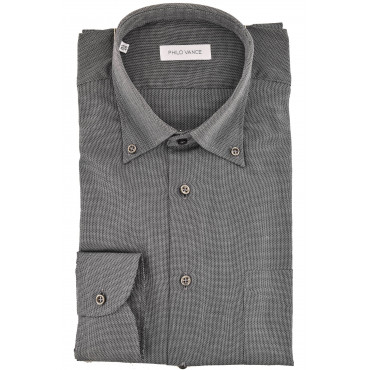 Man-shirt Klassiek donker grijs Geweven Button-Down kraag - Conero