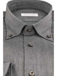 Klassisches dunkelgraues Herrenhemd mit strukturiertem Button-Down-Kragen - Conero