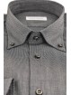 Camisa clásica de hombre gris oscuro con cuello abotonado texturizado - Conero