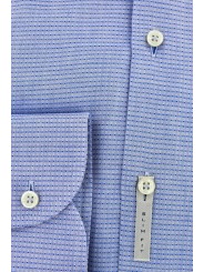 テクスチャード加工が施されたライトブルーのフレンチカラーが付いたスリムフィットの男性用シャツ - Aulla