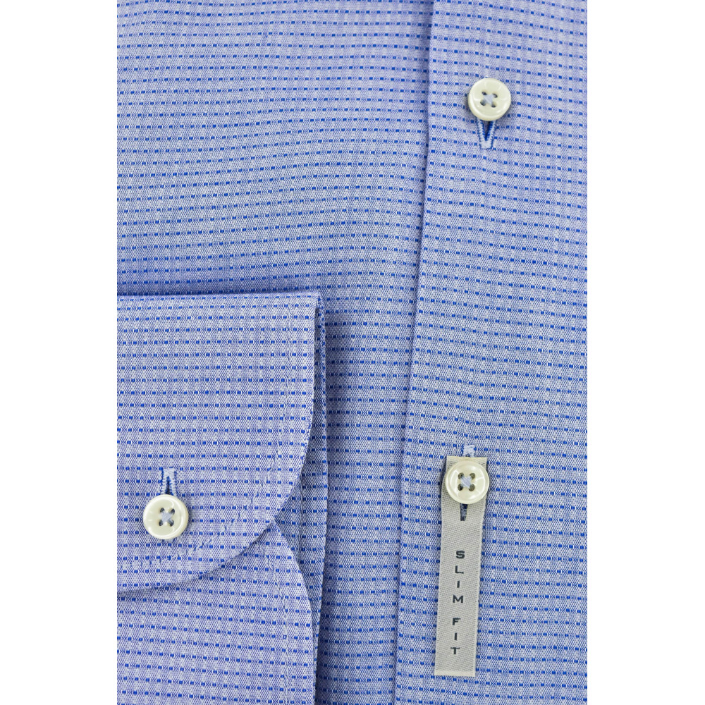 Camisa Hombre Slim Fit Cuello Francés Textura Azul Claro - Aulla
