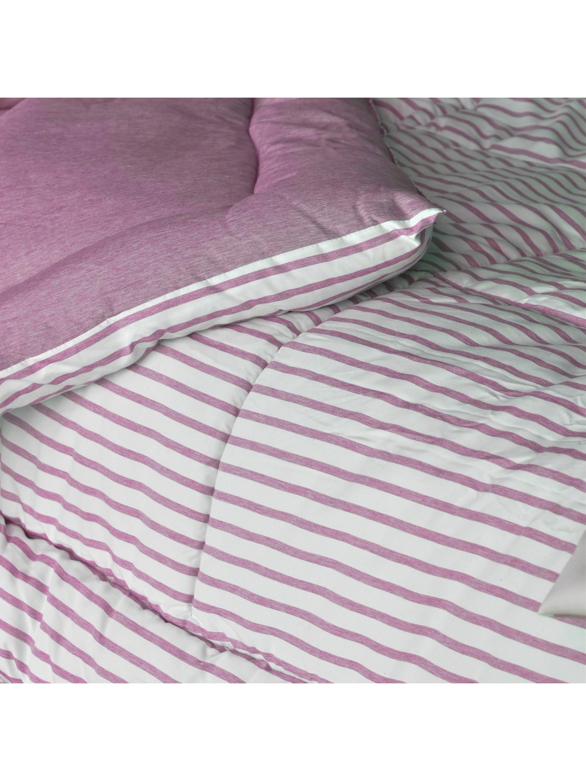 Quilt Double Duvet Shabby Chic striped Beige or Grey
