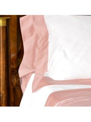 Elegant White Cotton Satin Sheets with Colored Frill