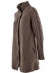 Woman M Beige Knit Coat - Wabenverarbeitung und 6-Strang-Zopfärmel aus gemischter Wolle