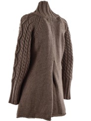 Woman M Beige Knit Coat - Wabenverarbeitung und 6-Strang-Zopfärmel aus gemischter Wolle