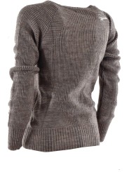 Damen Beige M Boat Neck Sweater - 3-lagige Wollmischung