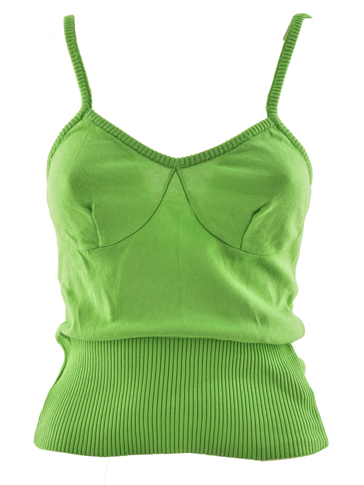 Reproducción Superior Escote De Mujer De Punto De Algodón Con Un Verde Ácido Tanque