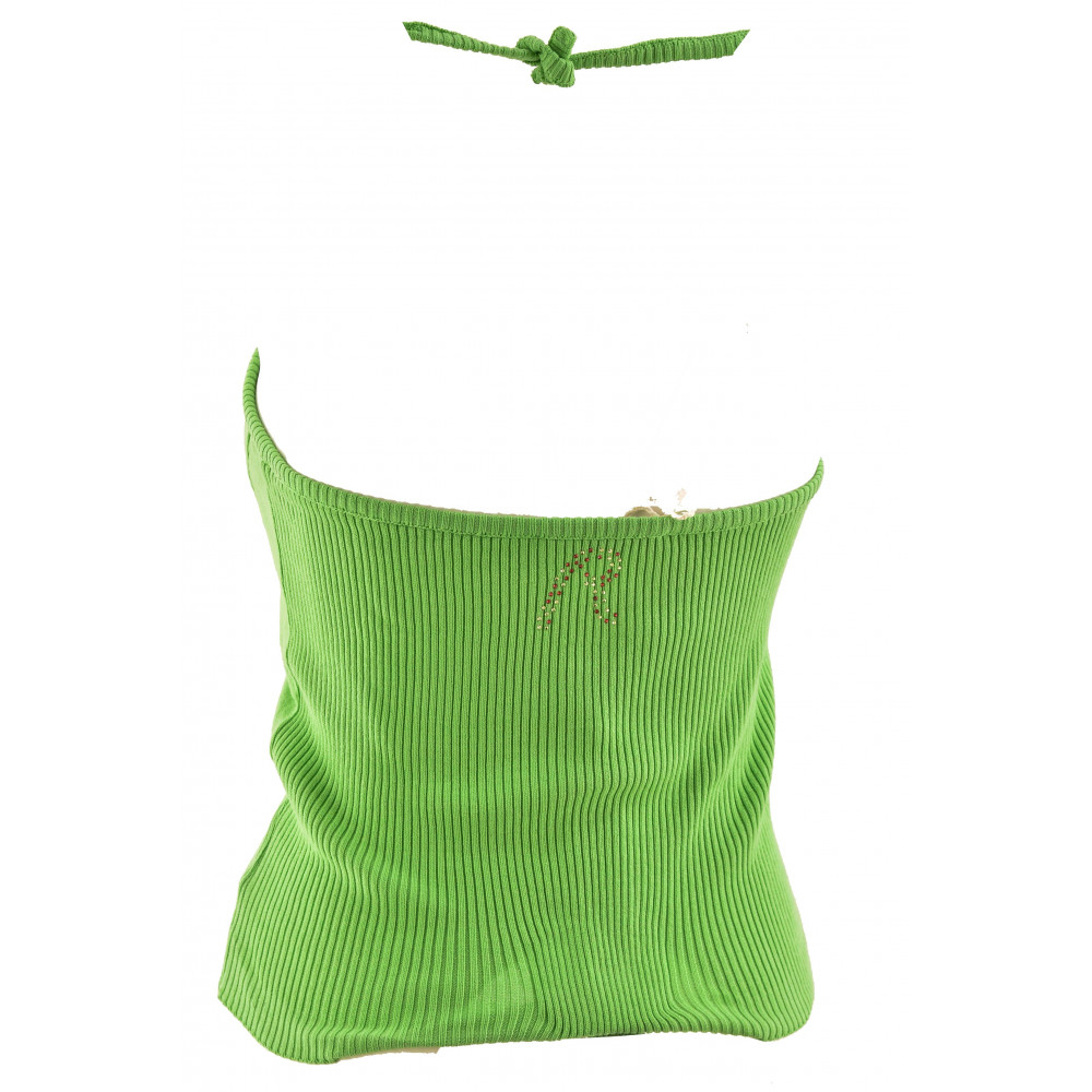 Replay Top Neckline Woman Knit Cotton With An Acid Green Tank