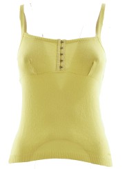 Reproducción Superior Escote De Mujer De Punto De Algodón De Color Amarillo Claro