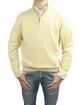 Men's Turtleneck Sweater Zip Light Yellow 100% Pure Cashmere 2 Yarns