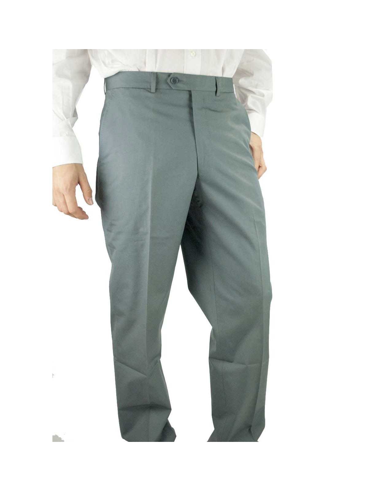 Pantaloni Uomo Classico taglia 50 Verde salvia  - Tasche Laterali - PE