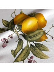Nappe Toutes Tailles Imprimé Panama Citrons Hortensias Coraux Feuillage