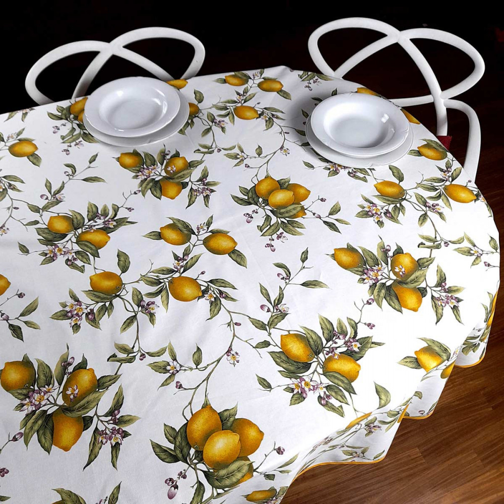 Panama rechteckige ovale quadratische runde Tischdecke mit Zitronendruck
