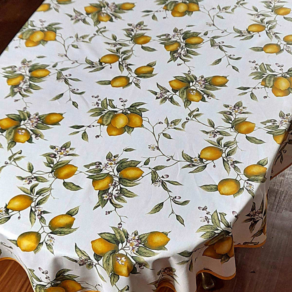 Panama rechthoekig ovaal vierkant rond tafelkleed met citroenprint