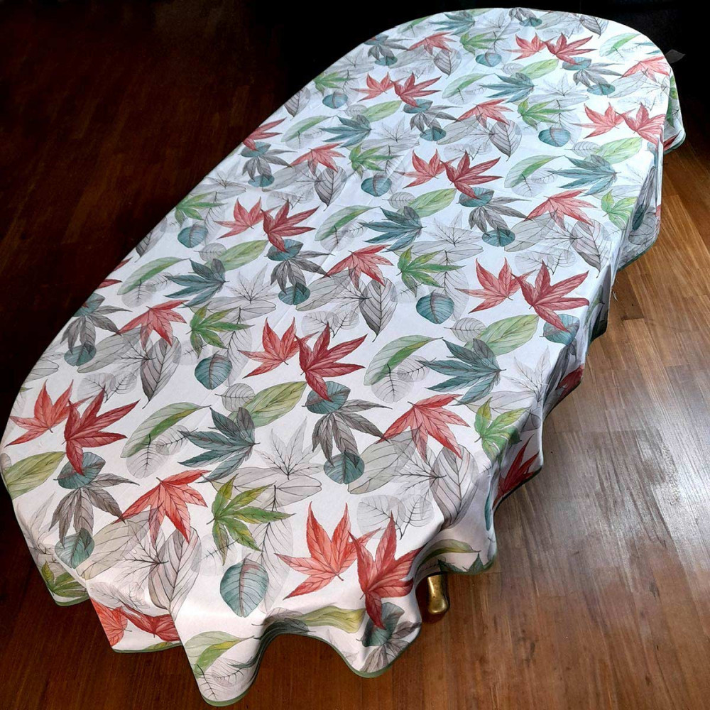 Tablecloth All Sizes Panama Print Lemons Hydrangeas Corals Foliage