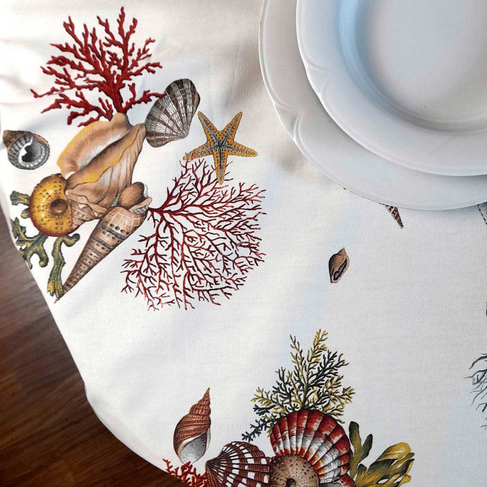 Tafelkleed Alle Maten Panama Print Citroenen Hortensia's Koralen Gebladerte