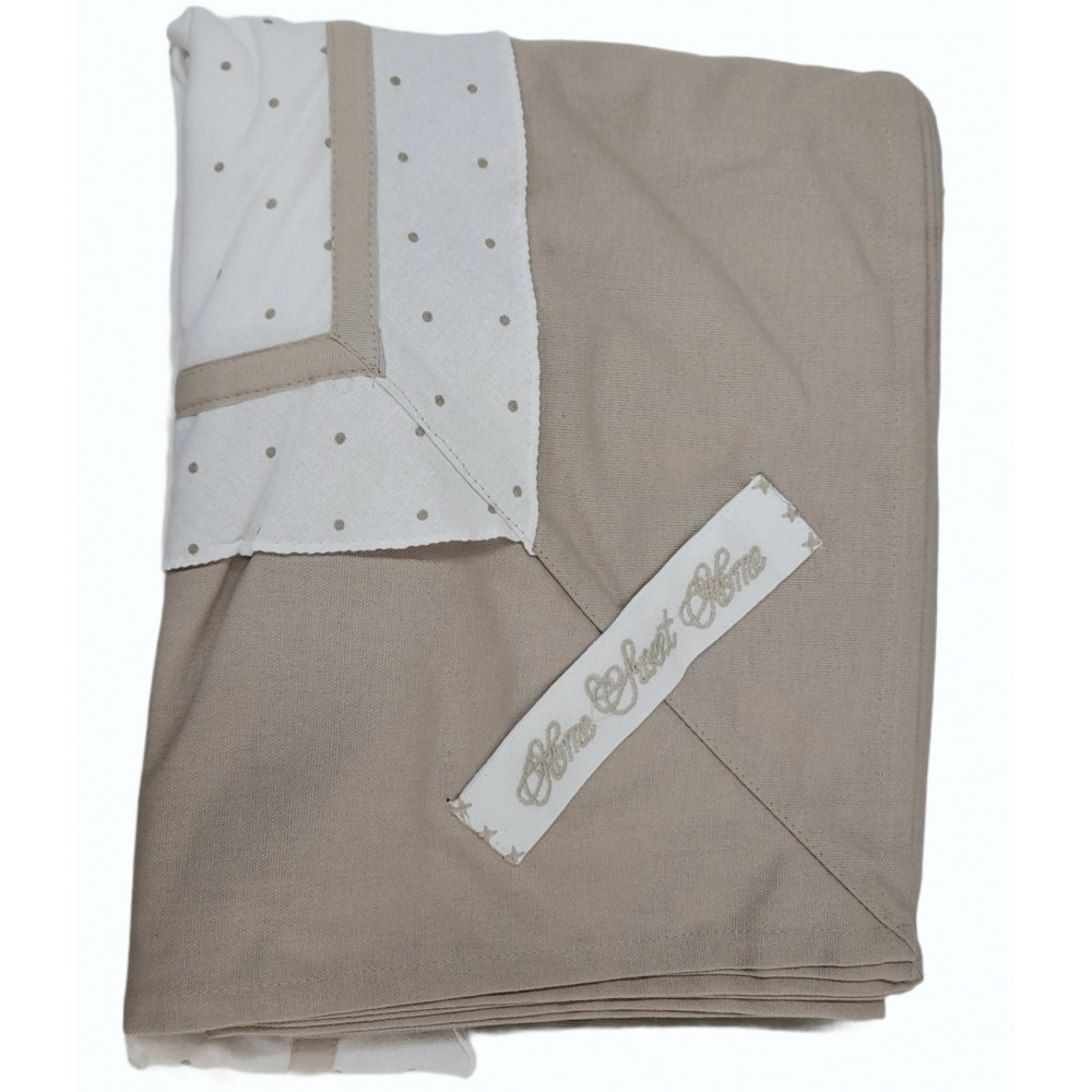 Rectangular Tablecloth x12 Beige White Polka Dots Lovely Shabby