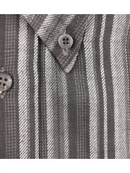 Camicia Uomo XL Flanella ButtonDown Righe Grigio Chiaro e Scuro