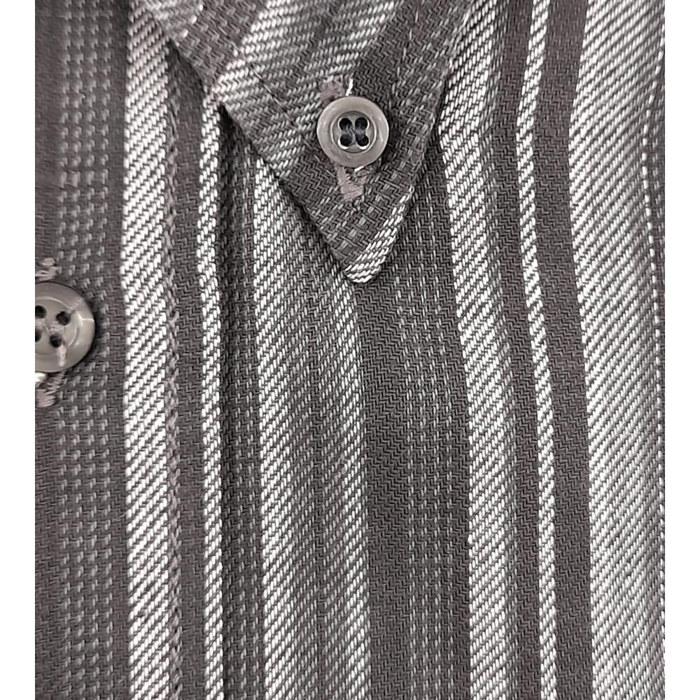 Man Shirt XL Flannel ButtonDown Light and Dark Gray Stripes