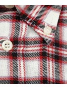 Camicia Uomo Flanella Quadri Rosso Bianco ButtonDown