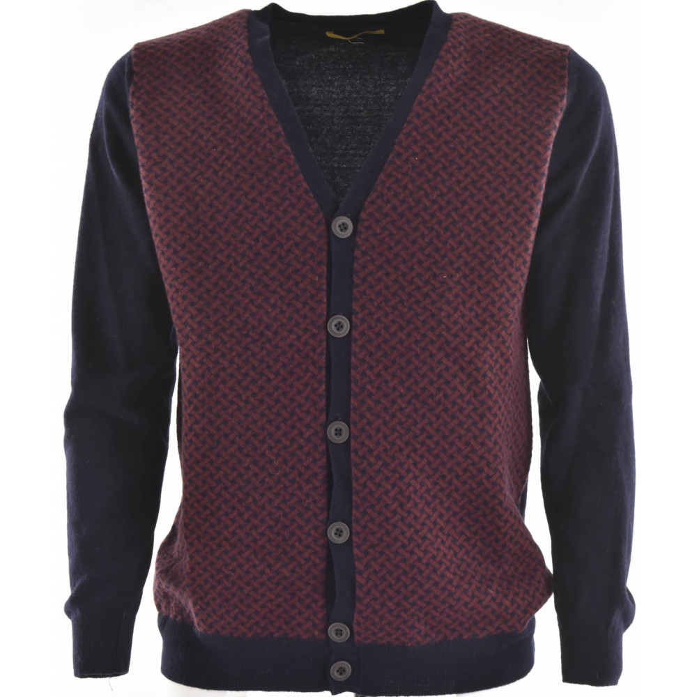 Suéter abotonado para hombre Cárdigan con cuello en V Botones con patrón geométrico
