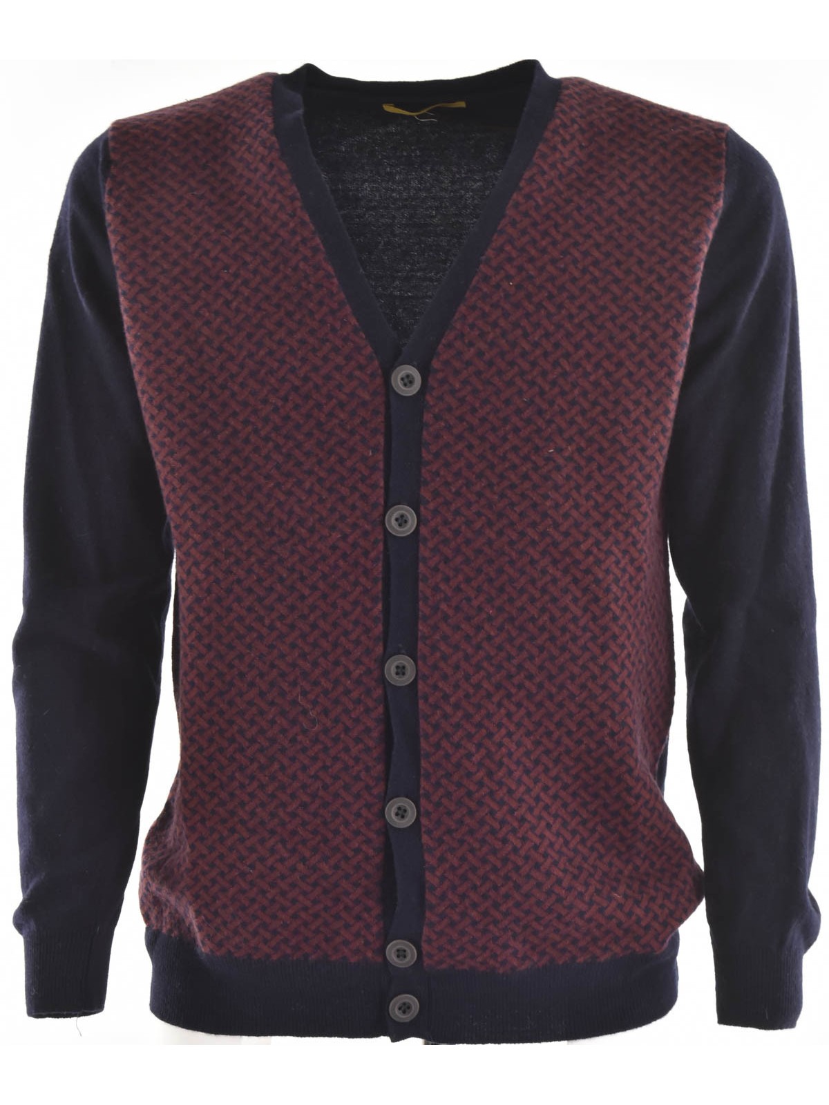 Men's Buttoned Sweater V-Neck Cardigan Geometric Pattern Buttons