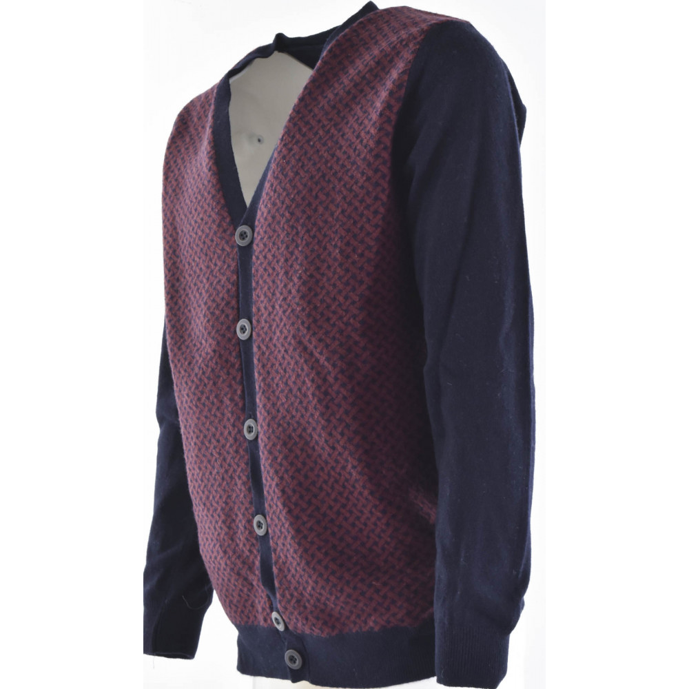 Men's Buttoned Sweater V-Neck Cardigan Geometric Pattern Buttons