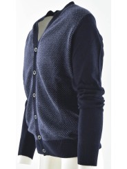 Men's V-Neck Cardigan with Buttons and Geometric Pattern