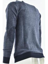 Blauwe Jaquard Pinpoint-sweater met coltrui voor heren